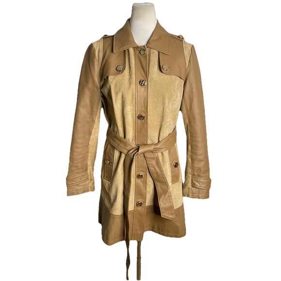 IMAN Jackets & Blazers - Iman Brown Leather Suede Jacket Trench Coat Belted 70s‎ Boho Hippie Small